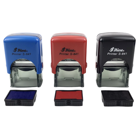 Dấu Shiny rPet-841 KT 10x26mm - mưc sẵn Xanh/ đỏ/ đen (không nội dung)