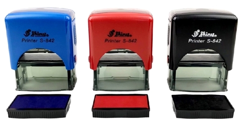 Dấu Shiny S-842/ S-852 KT 38x14mm - mưc sẵn Xanh/ đỏ/ đen