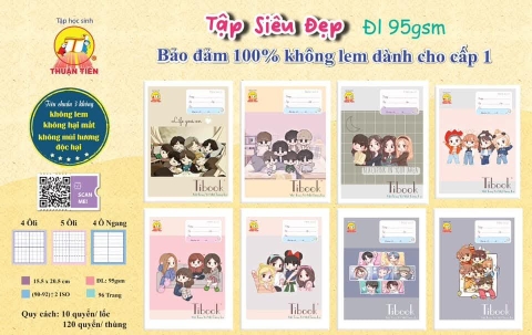 Tập HS Thuận Tiến Hoa nhỏ 96 trang 95gsm 4 ô ly (5/100)