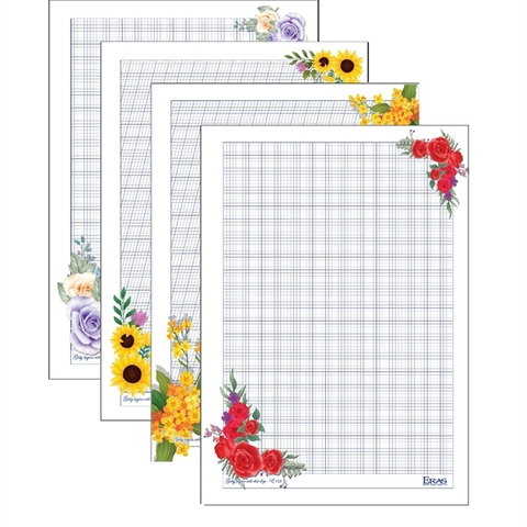 Giấy luyện viết chữ đẹp A4 120gsm Eras E759 4 ô ly 2 mặt (2.5x2.5mm) (20 tờ/ xấp)