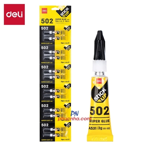 Keo dán sắt 502 Deli A531 3g x 2 (2 chai/vỉ) (6)