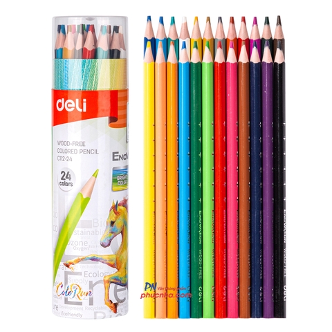 Bút chì màu Deli C112 Enovation, Lon giấy - 12 màu/ 24 màu