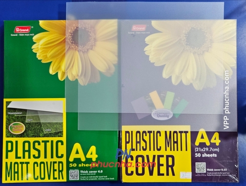 Bìa nhựa trong sần mờ dày 4.0mm A4 Grands TMG-8251 (50)