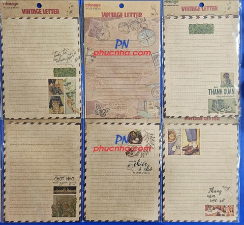 Vintage Letter - Giấy kraft viết thư cổ điển nâu/ trắng Teenage (5 tờ/xấp)