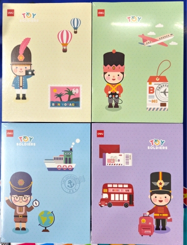 Tập HS Deli A96-BTF Toy soliders/ Animal 96tr 100gsm 4 ô ly (5/10/100)