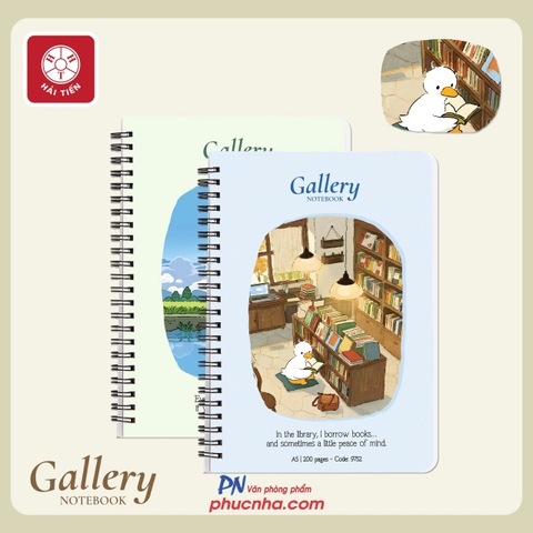 Sổ lò xo Hải Tiến Gallery A6 9769 200 trang 80gsm (giấy caro trắng ngà) (132)