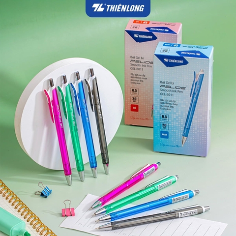 Bút bi Thiên Long GEL-B011 0.5mm (20) - Bút gel bi GelB011 Mực xanh/ đỏ/ đen