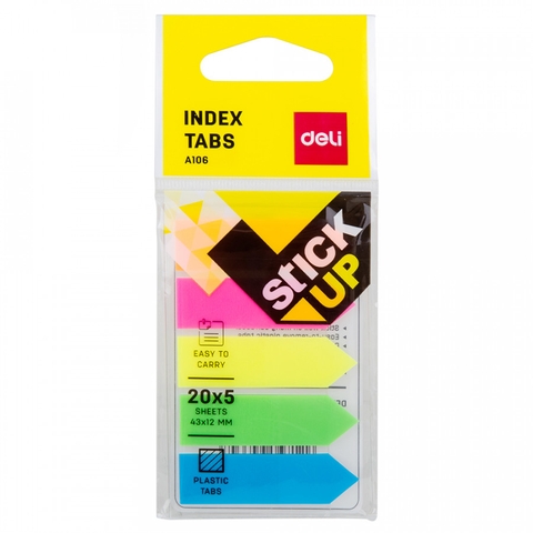 Giấy note nhựa phân trang 5 màu Deli A106 02 mũi tên (24)