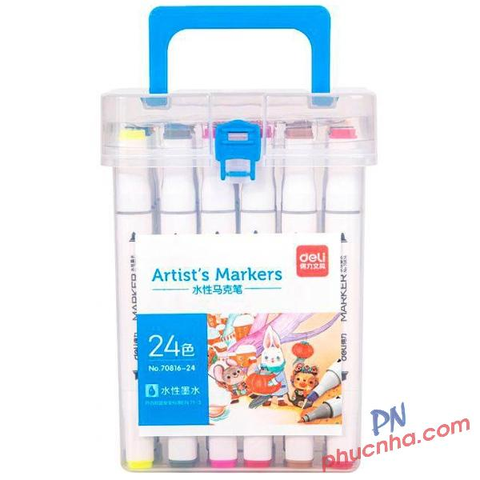 Bút lông màu Marker Deli 70816 2 đầu gốc nước - 24 màu