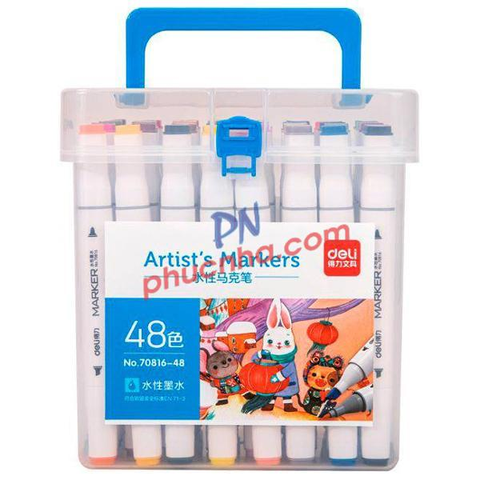 Bút lông màu Marker Deli 70816 2 đầu gốc nước - 48 màu