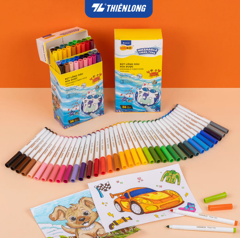 Bút lông màu Fiber Pen Thiên Long Colokit SWM-C006 36 màu (có thể rửa được) ngòi chóp