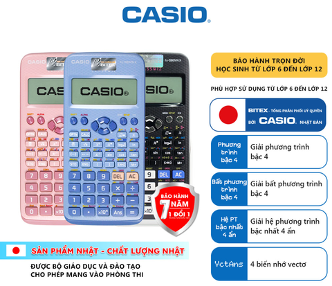 Máy tính Casio Fx-580VN X + Bộ dụng cụ học tập 59k