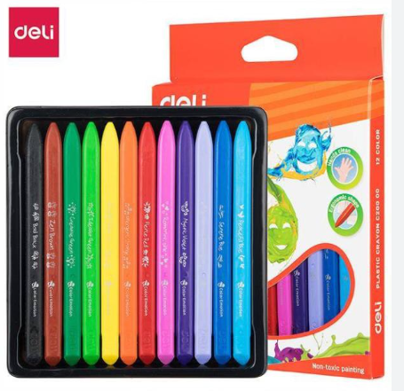 Bút màu sáp hữu cơ thân nhựa Deli C20000 12 màu/ C20010 18 màu/ C20020 24 màu