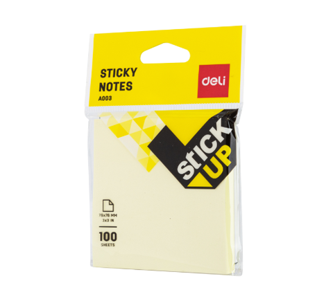 Giấy note dán Deli A00352 3x3 inch màu vàng nhạt 100 tờ (12)