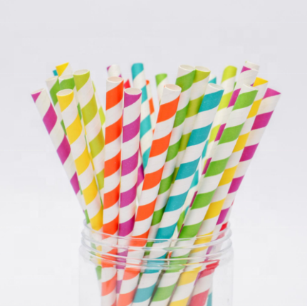 Ống hút giấy sọc màu (100 cái/ bịch)