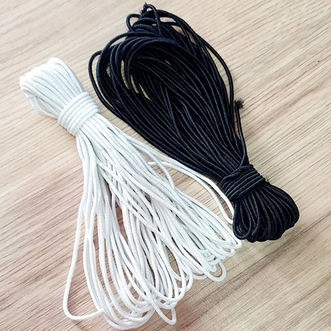 Dây thun co giãn làm xỏ hạt vòng tay 1mm Trắng/Đen