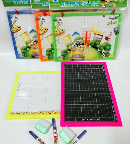 Bảng bộ học sinh 2 mặt 5 ô ly Thuận Nam kèm bút + lau bảng