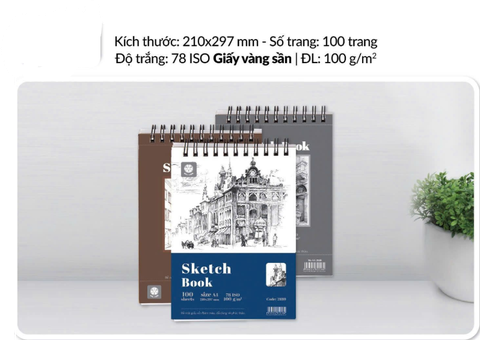 Sổ vẽ lò xo sketch book A4 HT 2180 100 trang 100gsm