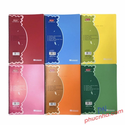 Sổ lò xo A6 Grand 8563 bìa nhựa 140 trang (Mix màu)