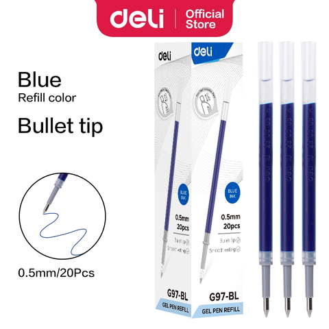 Ruột bút gel bấm Deli G97 0.5mm (20)