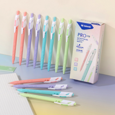 Bút bi Thiên Long GELB-018 (Pro-079) butter gel pen 0.5mm, mực xanh (3/20)
