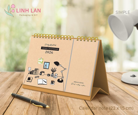 Lịch để bàn Linh Lan Décor 2026 lò xo chữ A - Ghi chú Note M 22x15cm (2 mẫu)