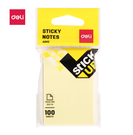 Giấy note dán Deli A00252 3x2inch màu vàng nhạt 100 tờ (12)