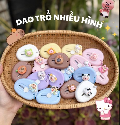 Dao rọc giấy mini nhiều hình gắn icon charm (cây tròn)