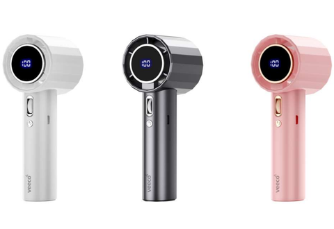 Quạt sạc cầm tay Veeco VMF-05 tốc độ cao có màn hình hiển thị pin, tốc độ gió