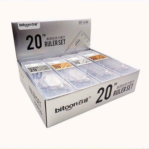 Bộ thước eke 4 món Bitoon 20cm BT-2139