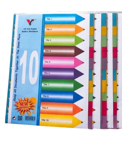 Bìa phân trang nhựa A4 10 màu không số VC (10)