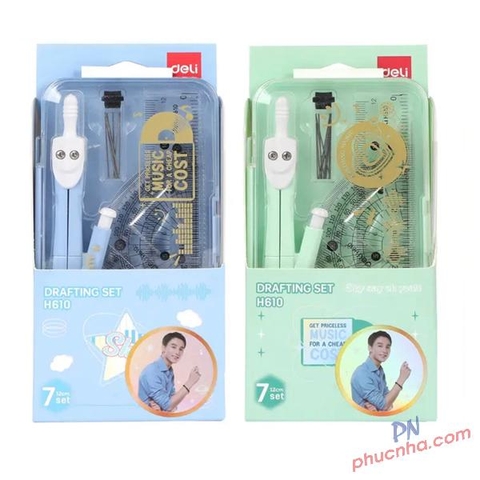 Bộ dụng cụ HS 7 món hộp nhựa Deli H610 bản ST (12)