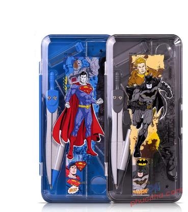 Bộ dụng cụ HS 7 món hộp nhựa Deli 72171 siêu nhân DC (12)