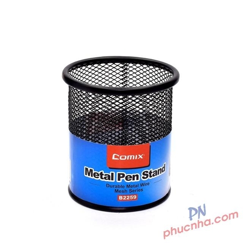 Cắm bút tròn lưới sắt đen Comix B2259