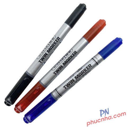 Bút lông dầu 2 đầu G-Star CD-01 (12) - Mực xanh/ đỏ/ đen
