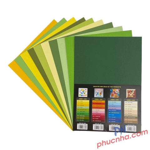 Giấy bìa 120gsm A4 mix 10 màu, 20 tờ/ tập Grand Zentino TMG