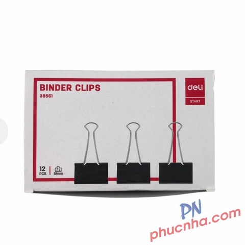 Kẹp bướm đen Deli 38564 25mm/ 38563 32mm/ 38562 41mm/ 38561 51mm (12 cái/ hộp)