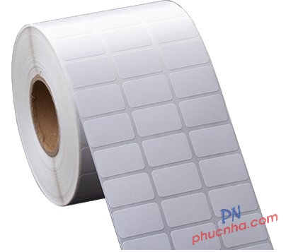 Giấy decal nhiệt in tem ,nhãn, mã vạch 3 tem 35x22mm x 50m (~5900 tem)