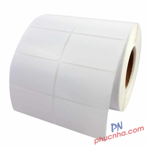 Giấy decal nhiệt in tem ,nhãn, mã vạch 2 tem 35x22mm x30m (~2400 tem)