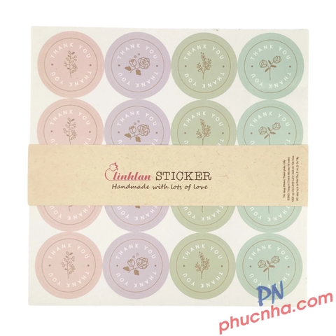 Sticker tròn lớn chữ Linh Lan STIC - TL 3,5 x 3,5 cm