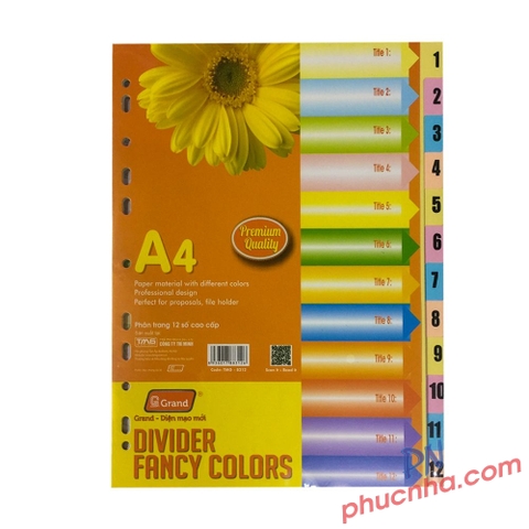 Bìa phân trang A4 giấy 12 số 8312