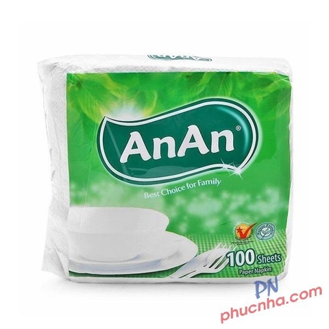 Khăn giấy ăn vuông An An 1 lớp 100 tờ 33x33cm (40)