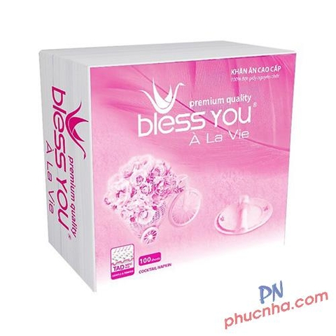 Khăn giấy ăn vuông 33x33cm Bless You À La Vie 100 tờ x 1 lớp