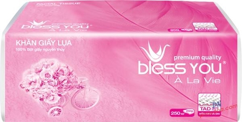 Khăn giấy lụa Bless You À La Vie 250 tờ x 2 lớp (40 gói/ thùng)