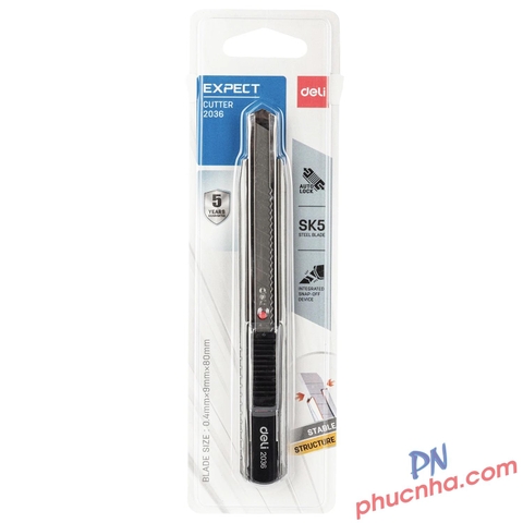 Dao rọc giấy cán sắt nhỏ 9mm Deli 2036 (12)