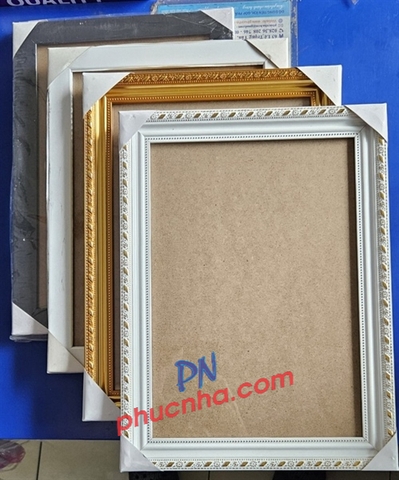 Khung ảnh A4 21x30cm viền - vàng, đen, trắng - trơn/ hoa văn - mặt kính