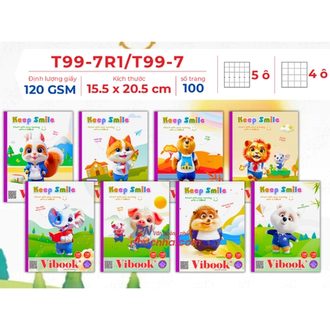 Tập HS Vĩnh Tiến Vibook Keep Smile 100 trang, 120gsm, 4 ô ly (5/100)