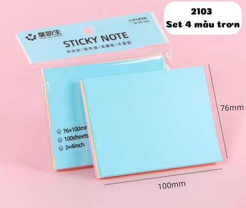 Giấy note Bitoon TZS-2103 3x4inch, màu pastel, 100 tờ (20)