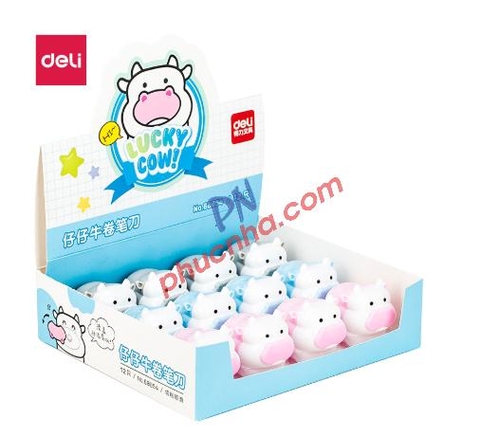 Chuốt bút chì Deli 68654 hình con bò hộp dựng (12)