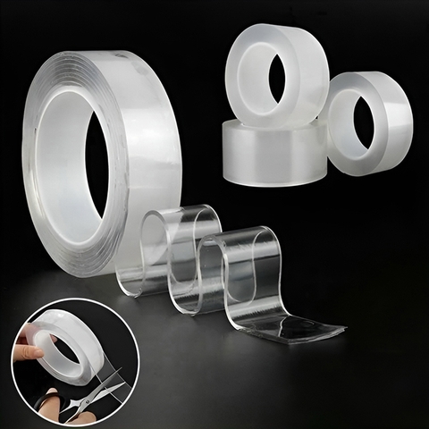 Băng keo 2 mặt siêu dính trong suốt, băng keo nano 2 mặt